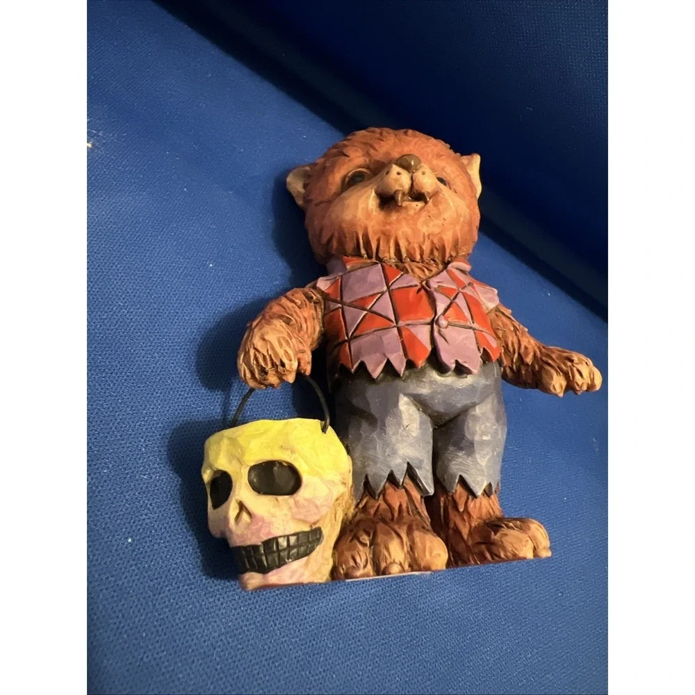 Set Of 2 Jim Shore Mini Halloween Trick Or Treat Werewolf & Skeleton Figurines
